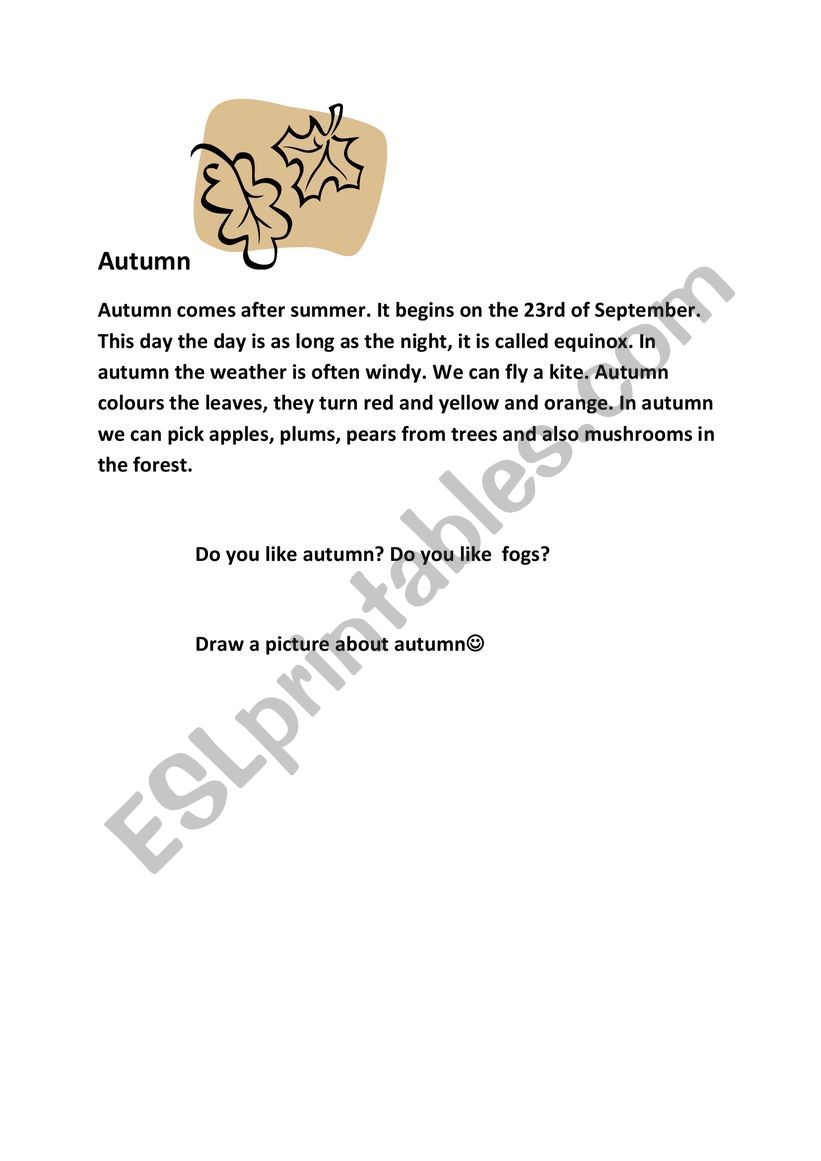 Autumn worksheet