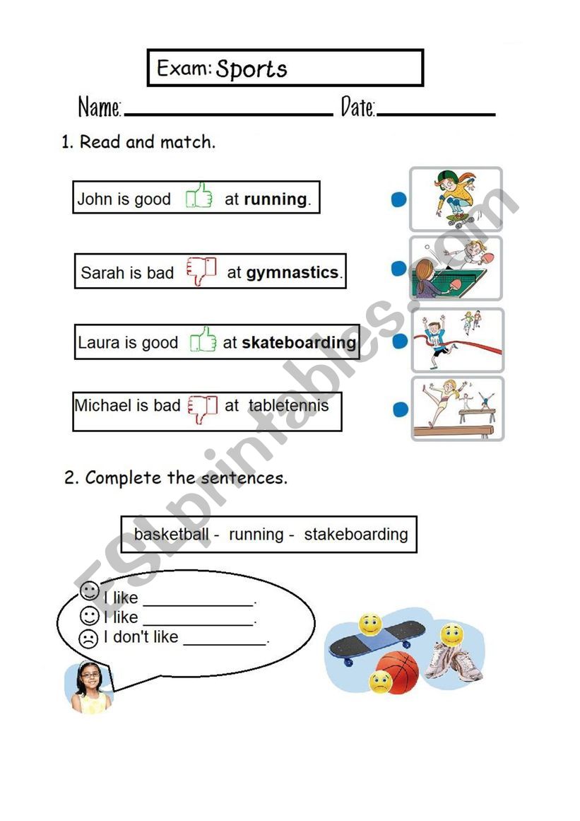 Sports worksheet