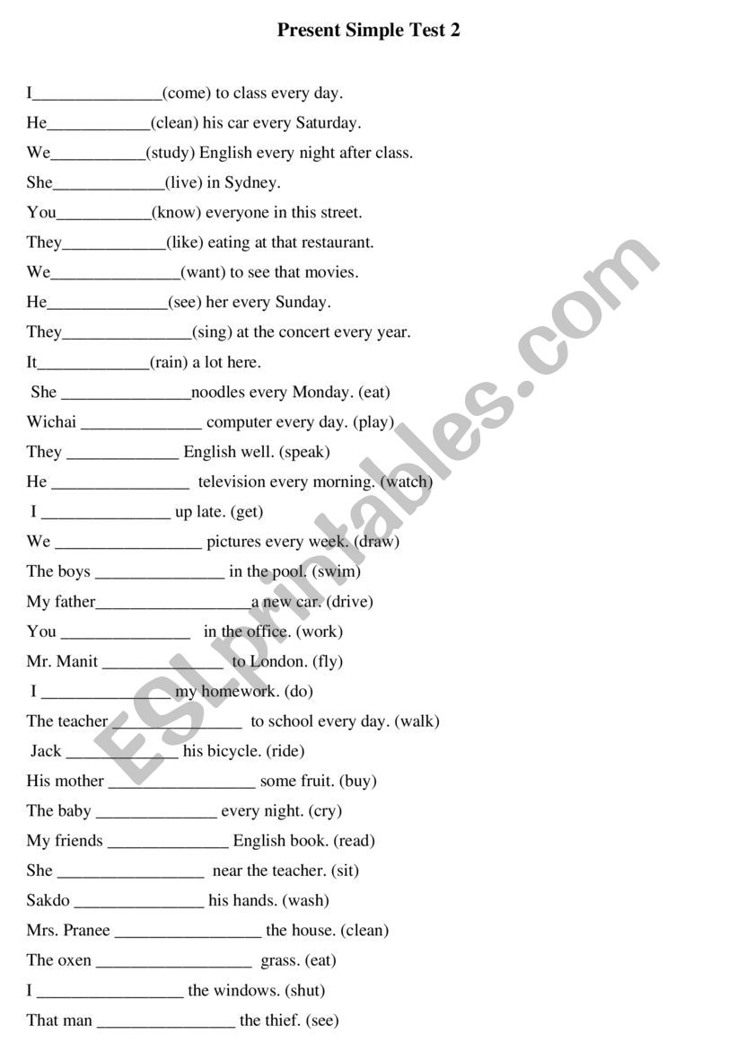 Present Simple worksheet