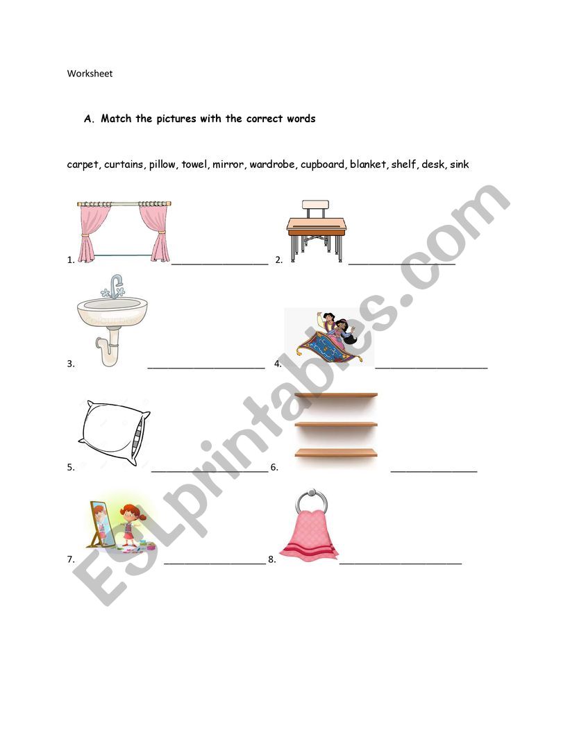 Things in the home worksheet