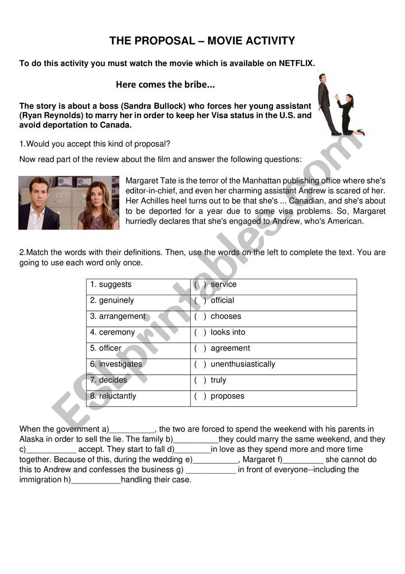 Movie activity_ The Proposal worksheet