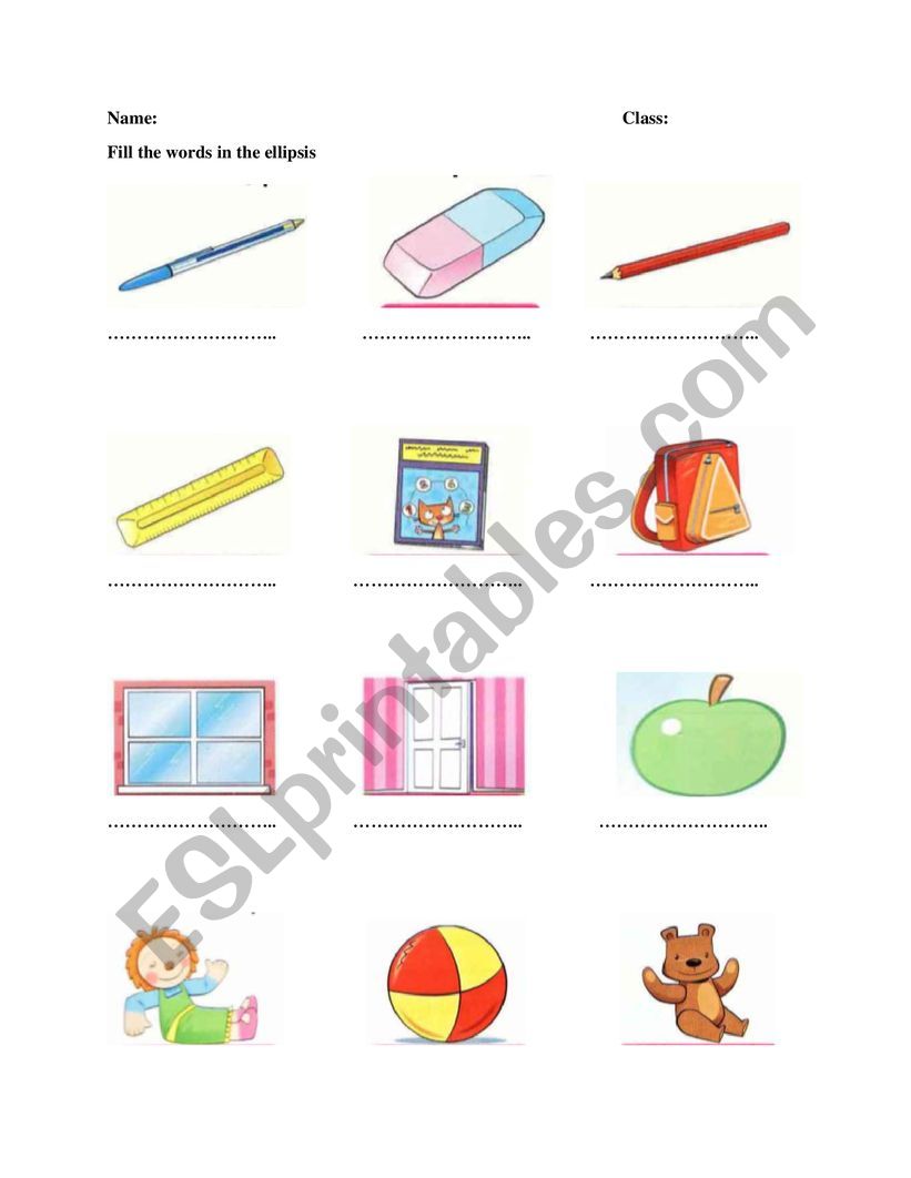 school things worksheet