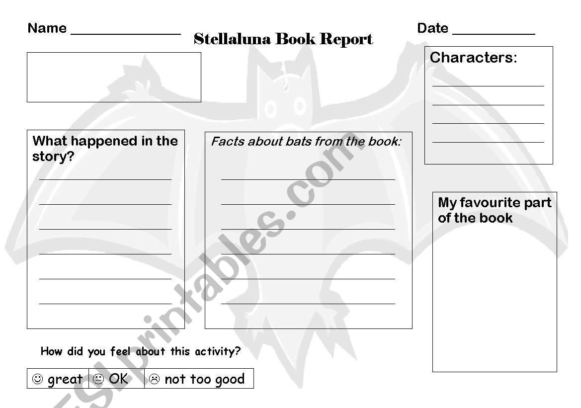 Stellaluna Book Report worksheet