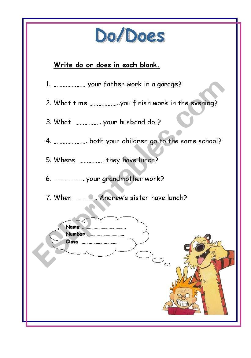 Do/Does worksheet