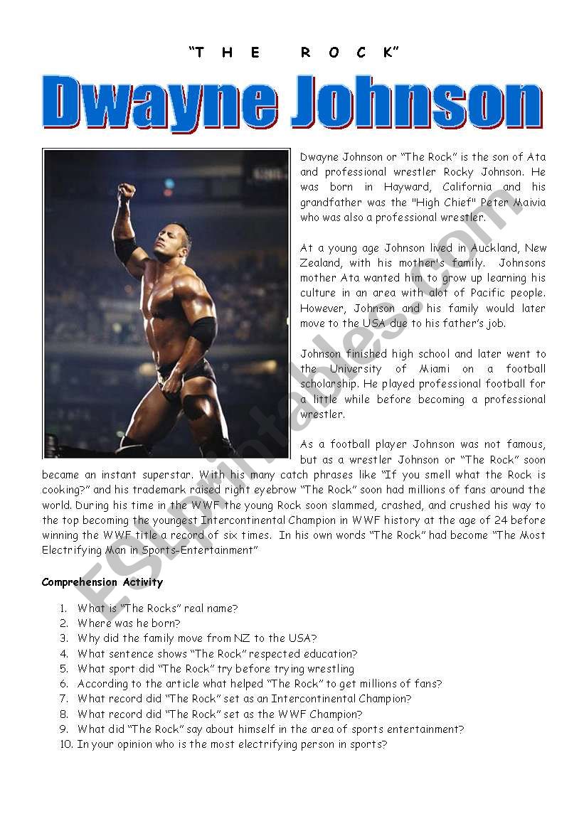 The Rock Comprehension Activity