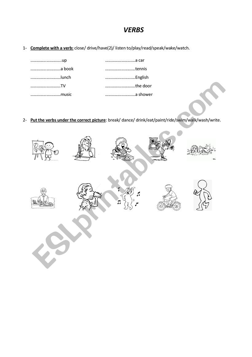 verbs worksheet