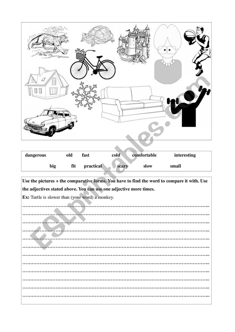 Comparative forms game worksheet