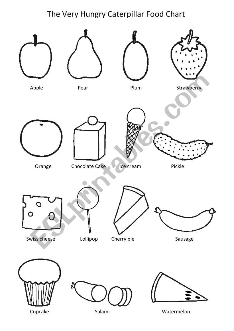 The Very Hungry Caterpillar Colouring Worksheet Esl Worksheet By Biandoamaral