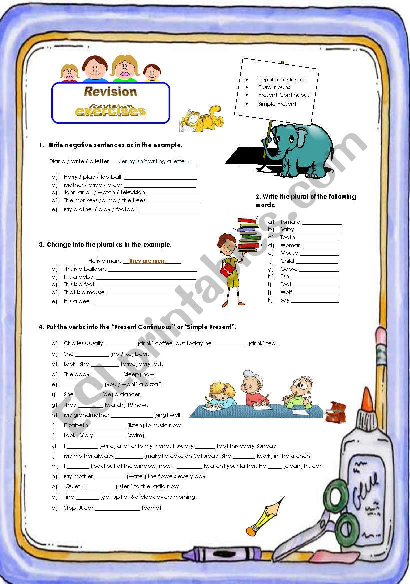 Revision exercises worksheet