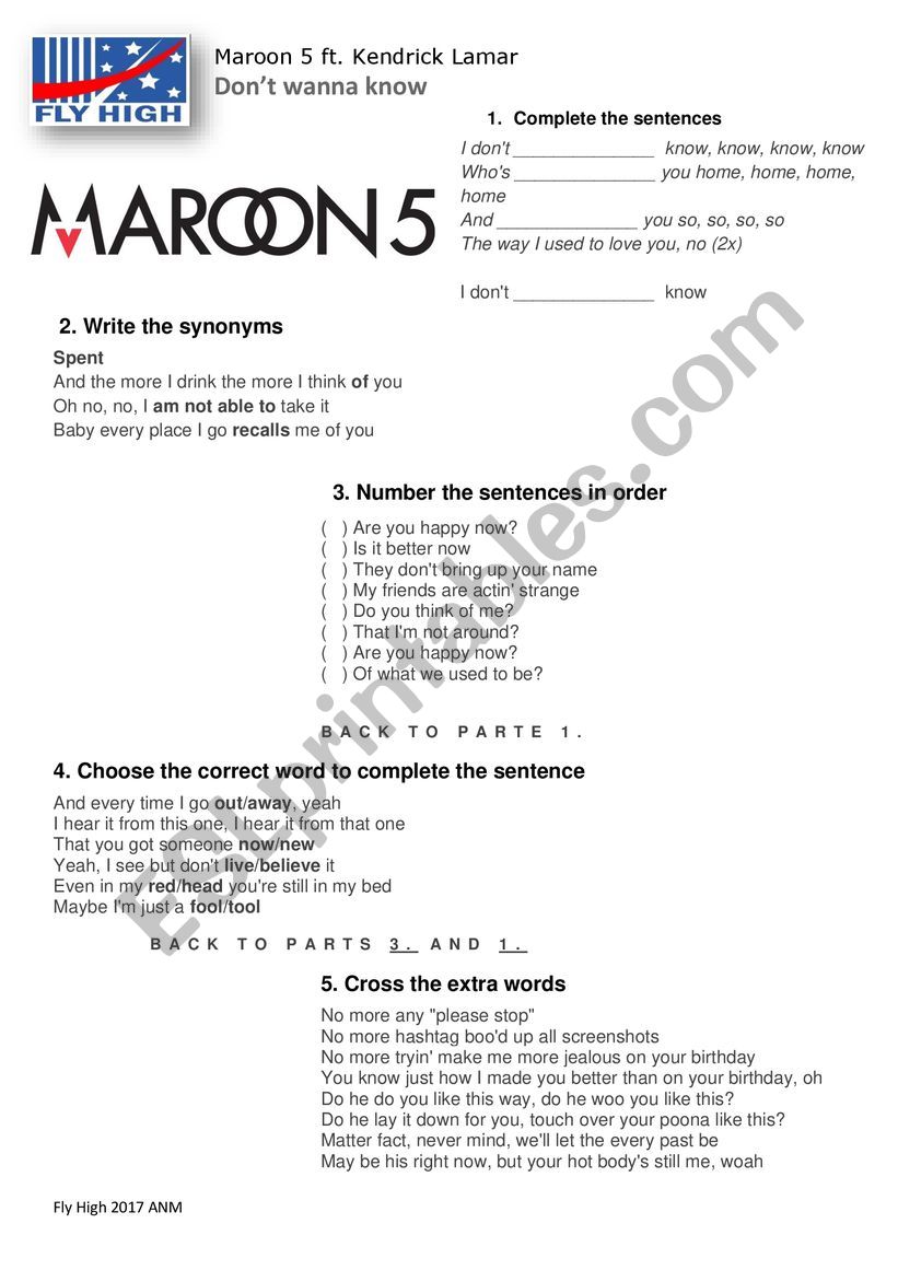 maroon sugar worksheet