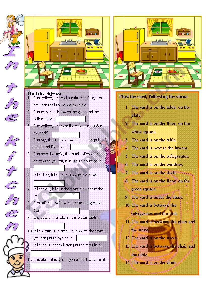 Prepositions. In the kitchen. worksheet