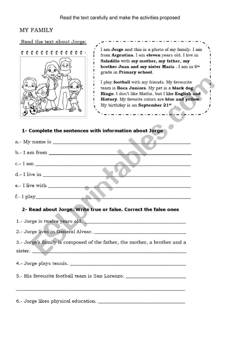 personal information worksheet