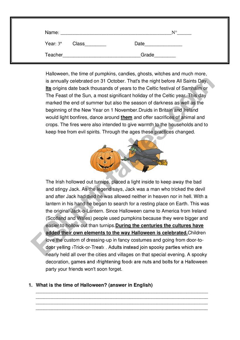 Test High school 2nd grade worksheet