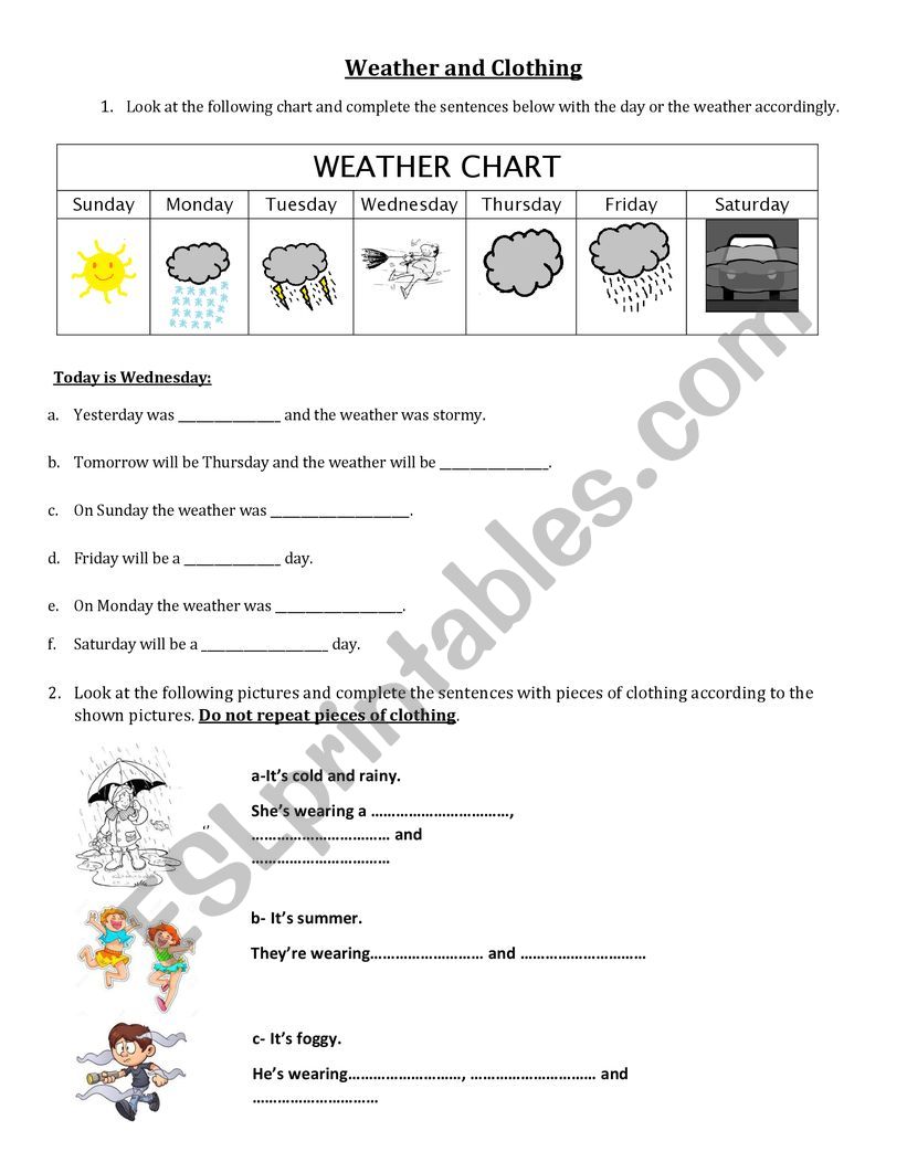 Weather and Clothing worksheet