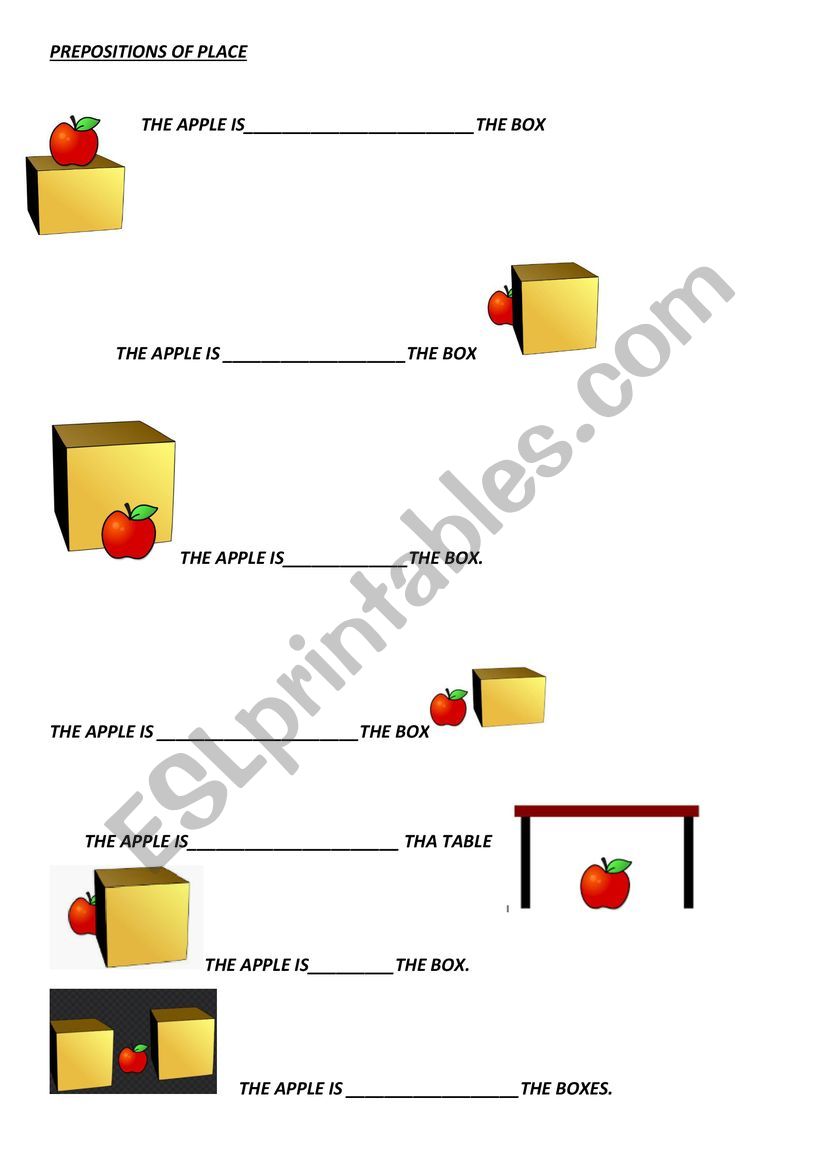 Prepositions of place worksheet