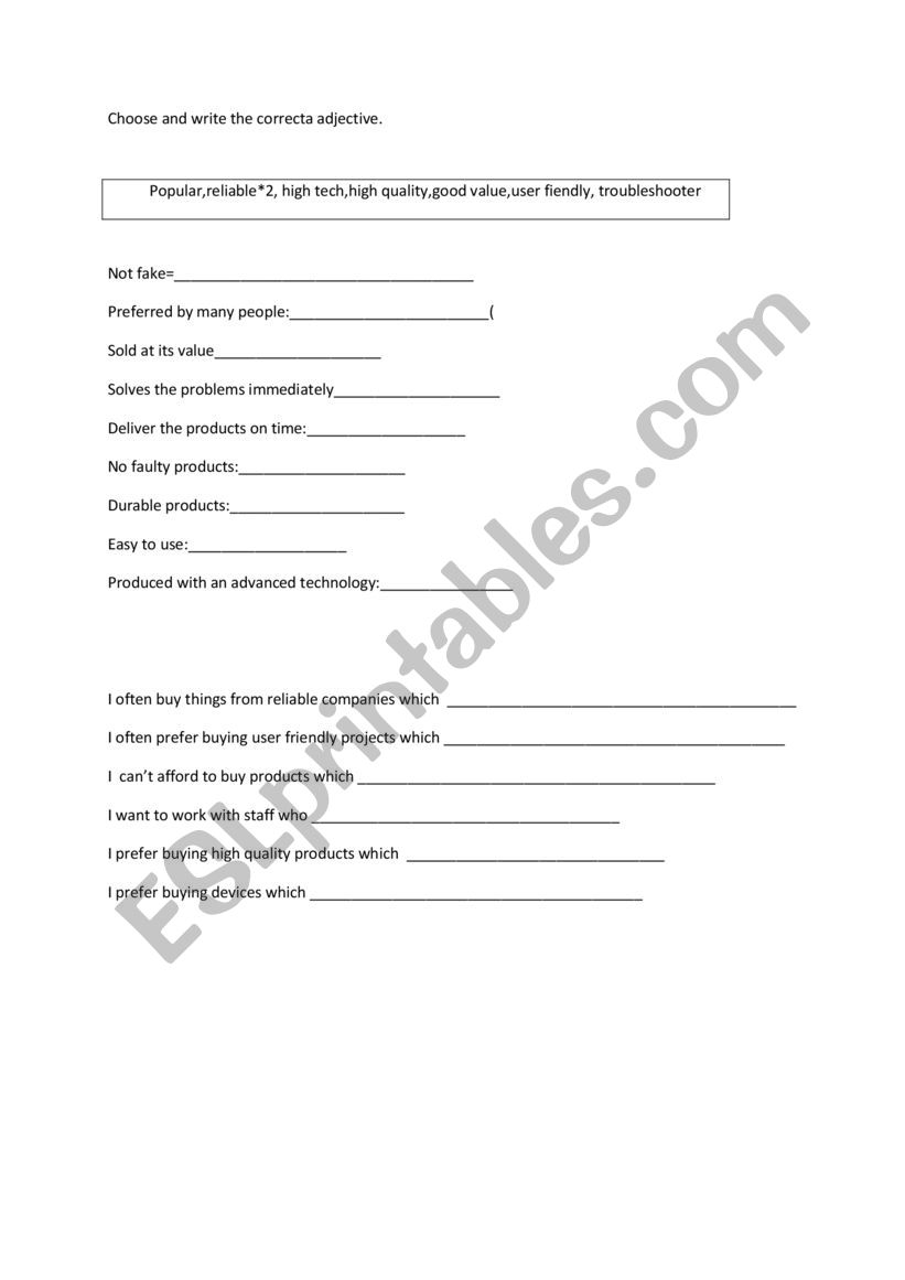 SPEAK UP-SHOPPING worksheet