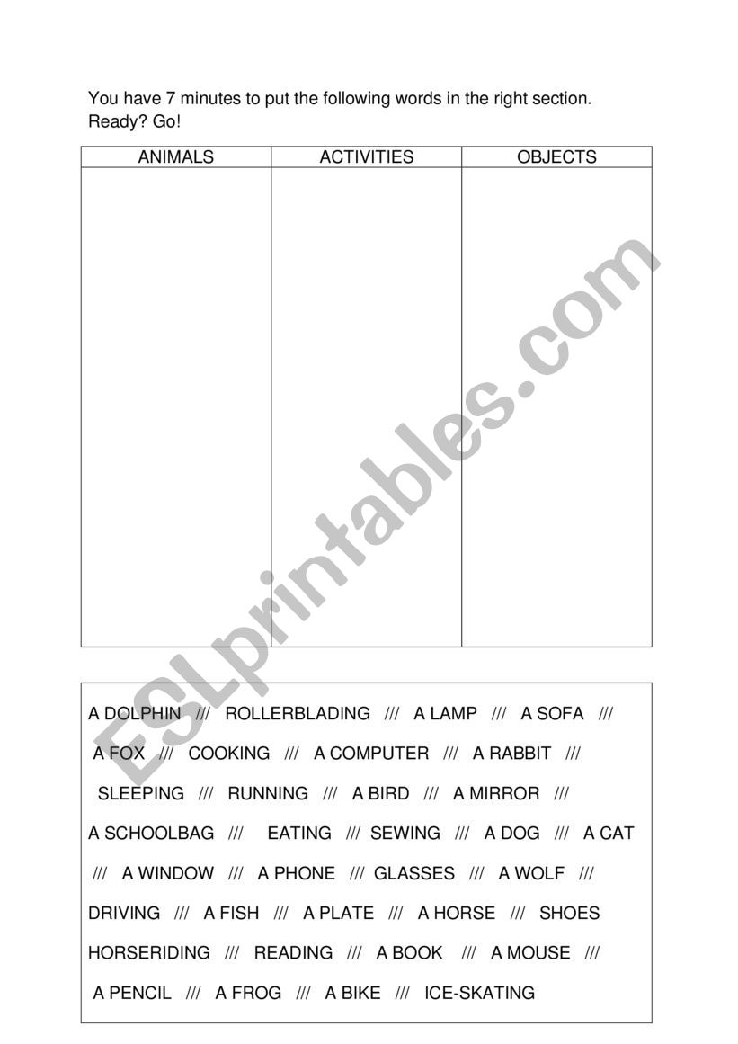 Bell work simple vocabulary worksheet