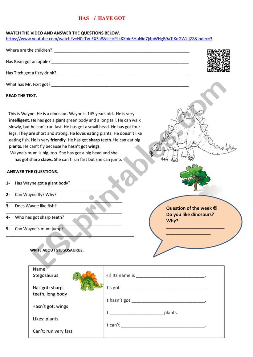 Have got - Has got  worksheet