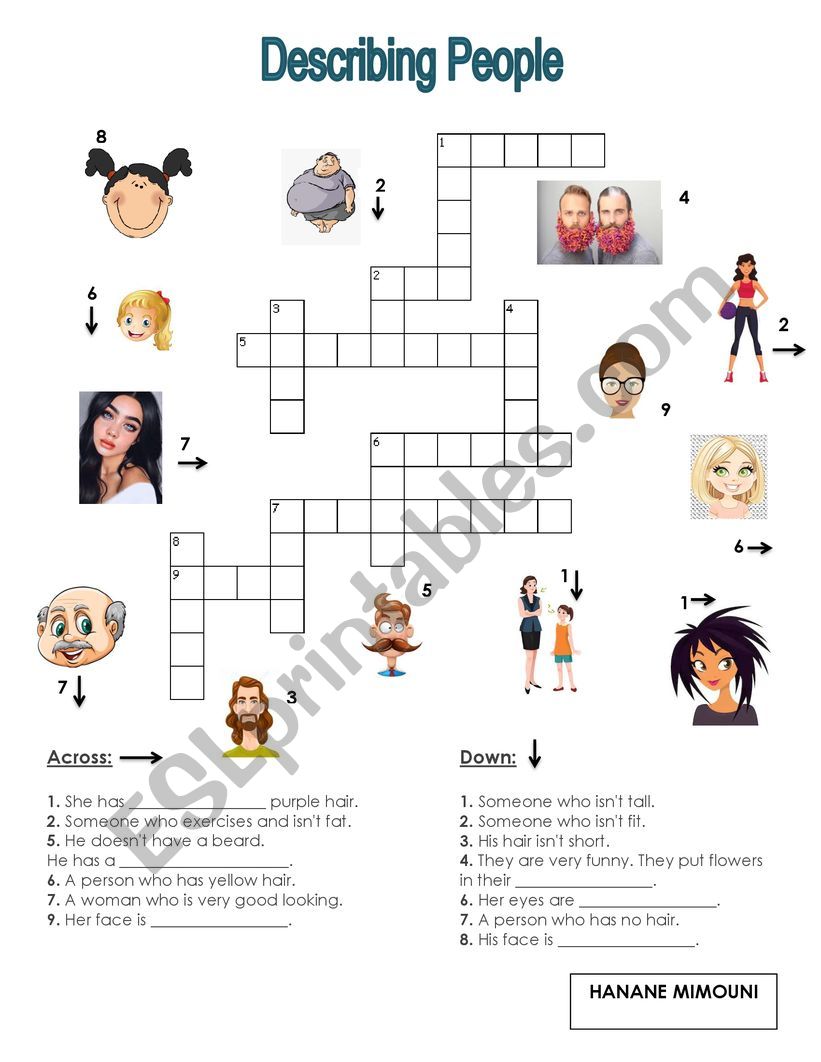 Describing people - Crossword Puzzle