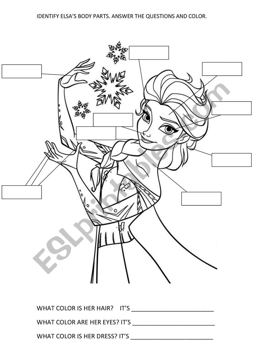 BODY PARTS ELSA worksheet