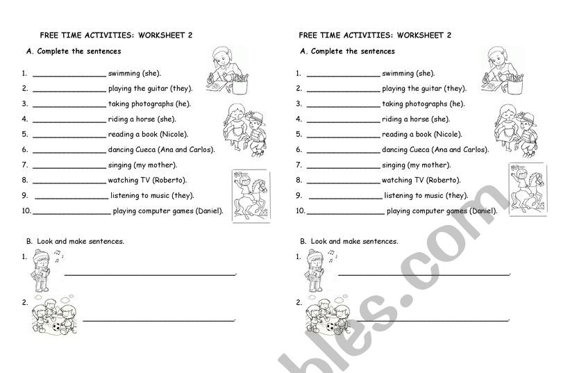 FREE TIME ACTIVITIES WORKSHEET 2