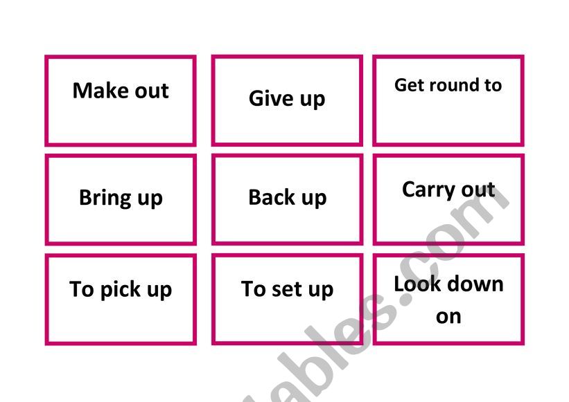 Phrasal Verbs memory cards (I)