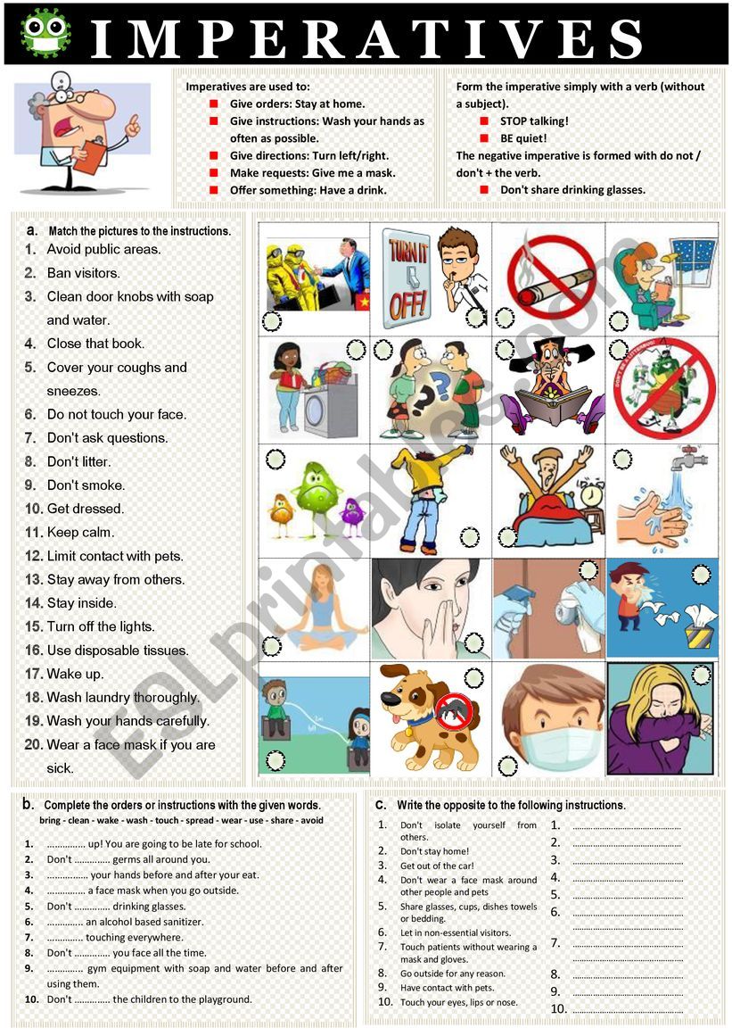 IMPERATIVES - covid-19 worksheet