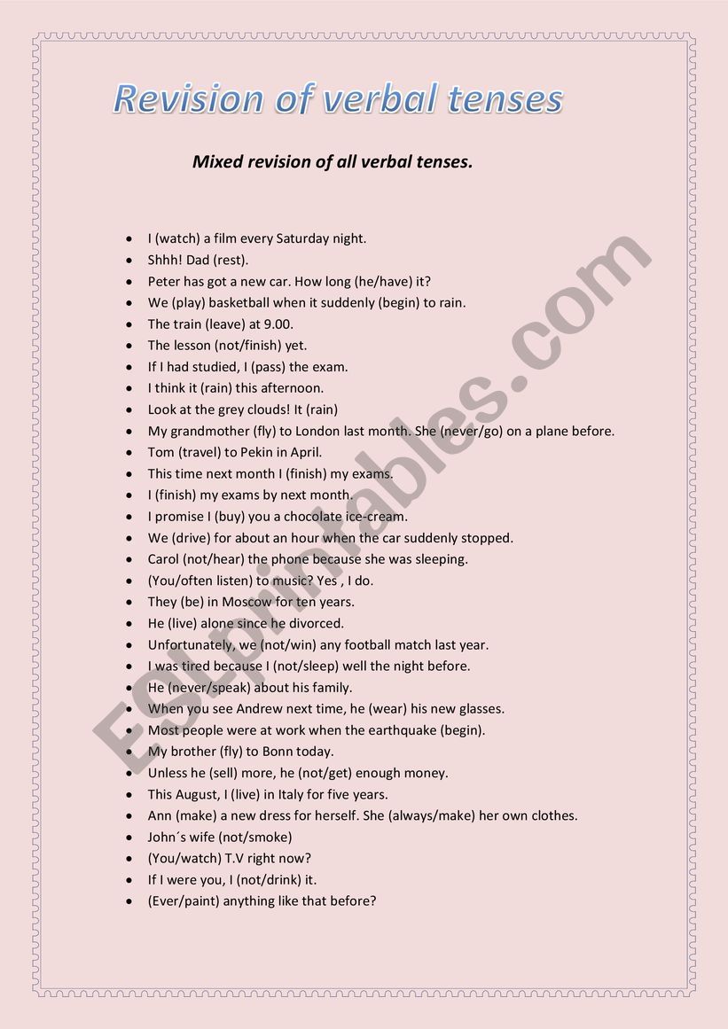 Mixed revision of verbal tenses