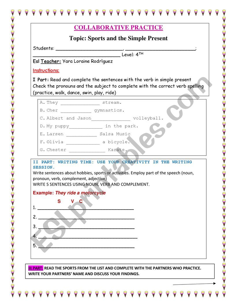 FREE TIME ACTIVITIES, SPORTS  worksheet