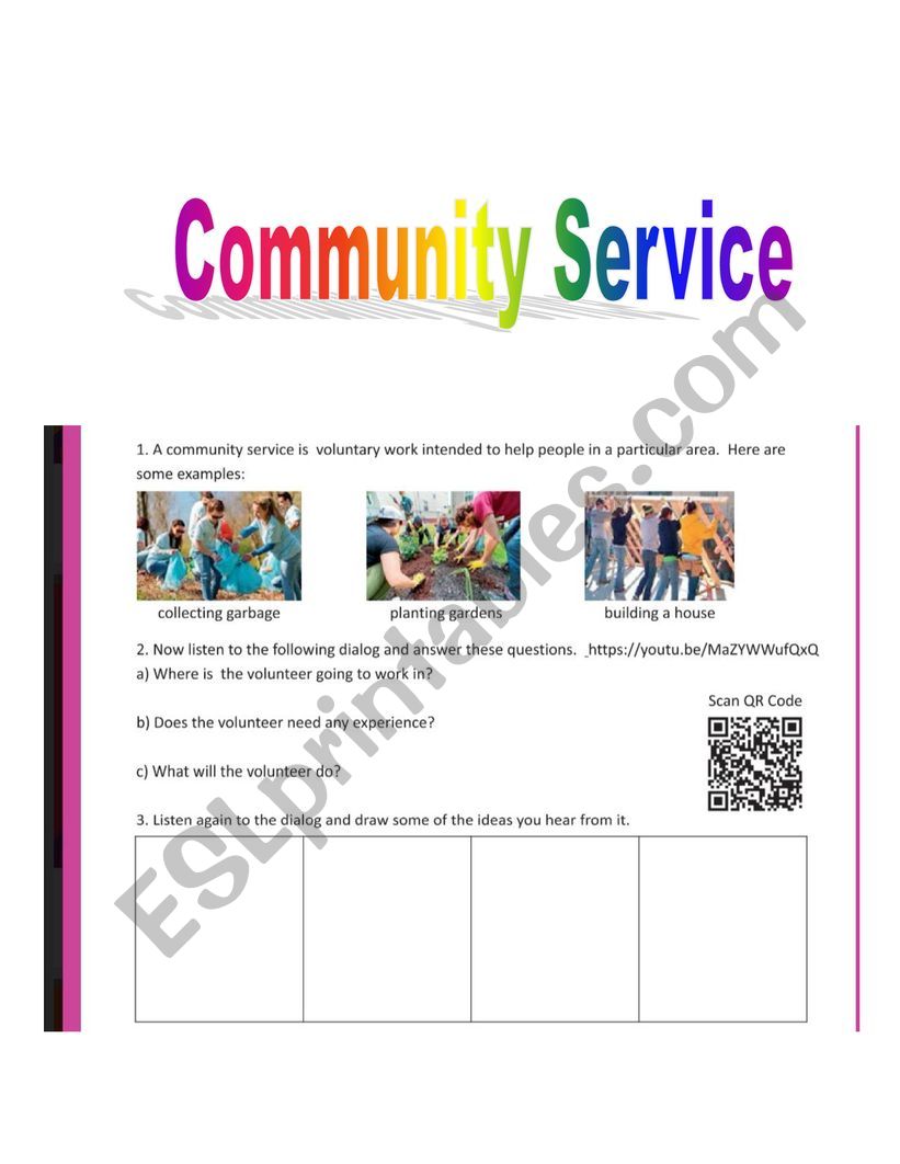 Community Services  worksheet
