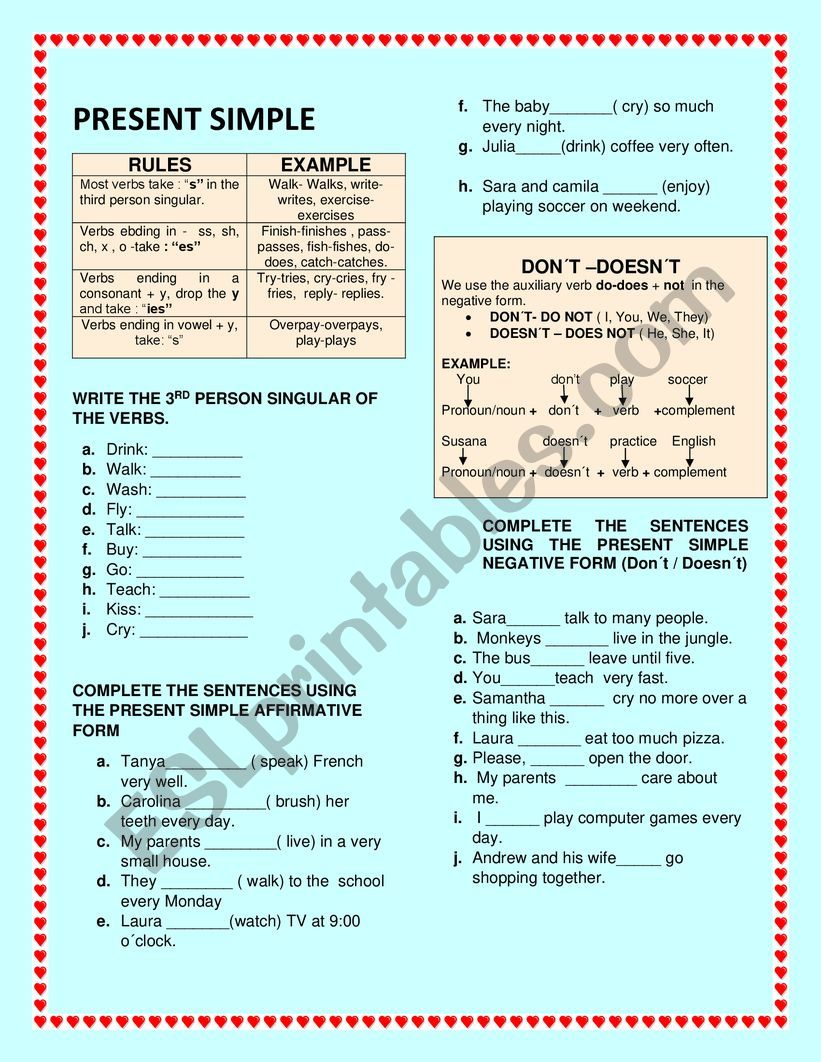 PRESENT SIMPLE worksheet