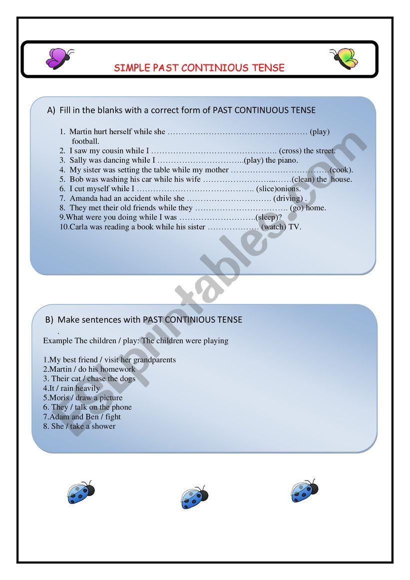 Sımple Past CONTINIOUS worksheet