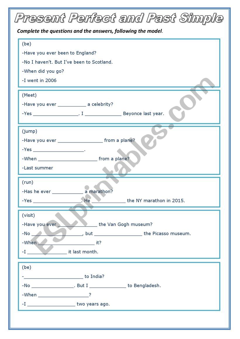 Have you ever / When did you - Present perfect and Past simple