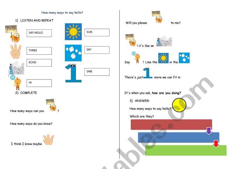 Hello Song Worksheet worksheet