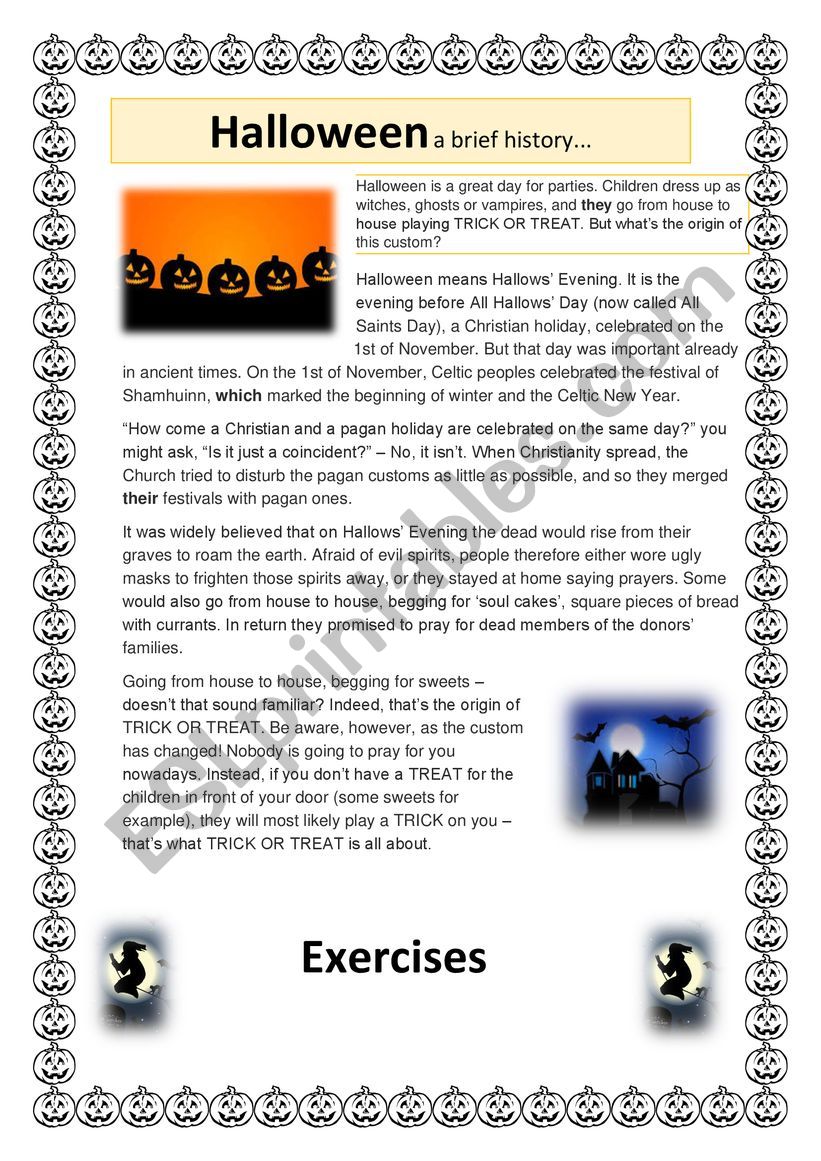 Halloween a brief history Text and activity