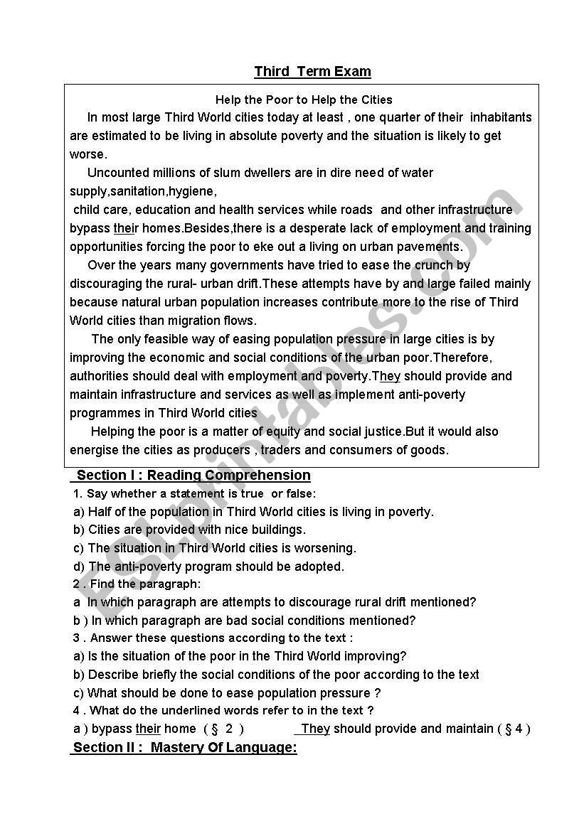 social problems worksheet