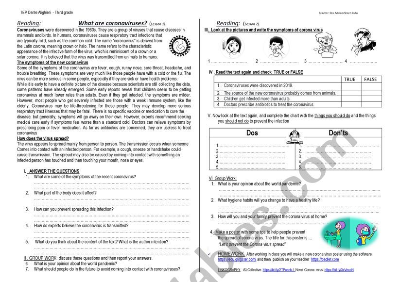 Corona Virus worksheet worksheet