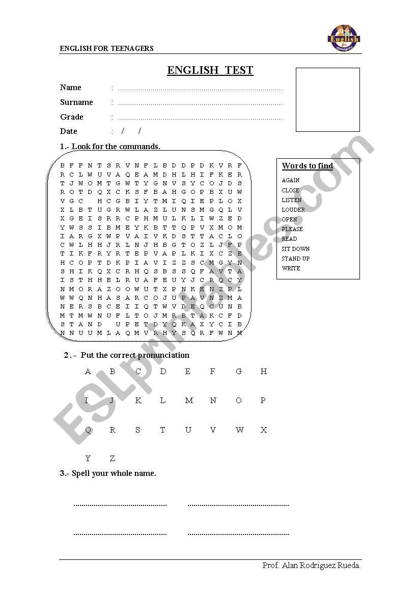 Commands worksheet