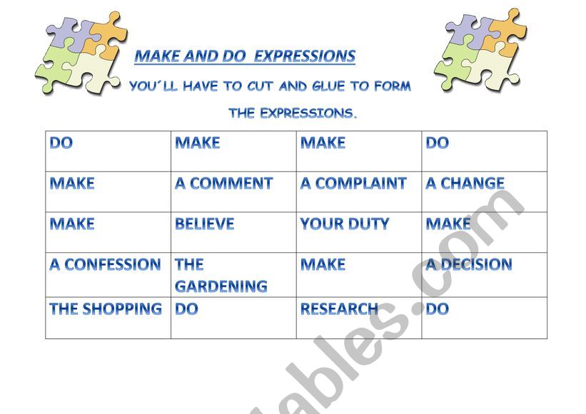 MAKE AND DO EXPRESSIONS PUZZLE