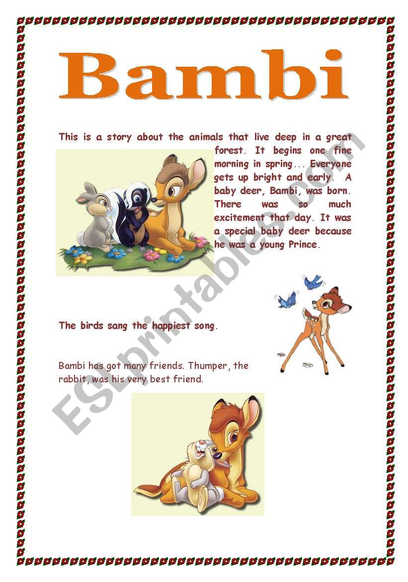 Bambi Part one       3 pages worksheet