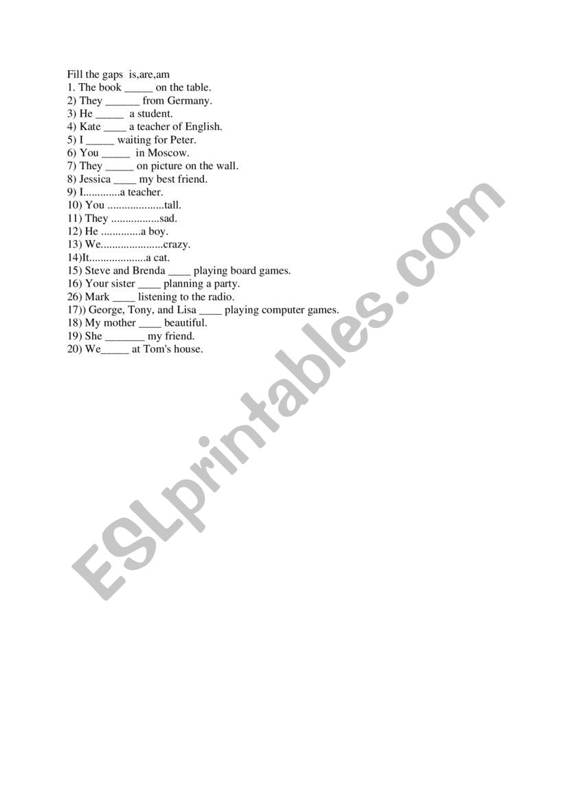 to be worksheet