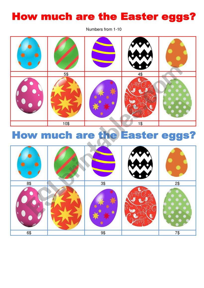 Pair work - How much are the Easter eggs?