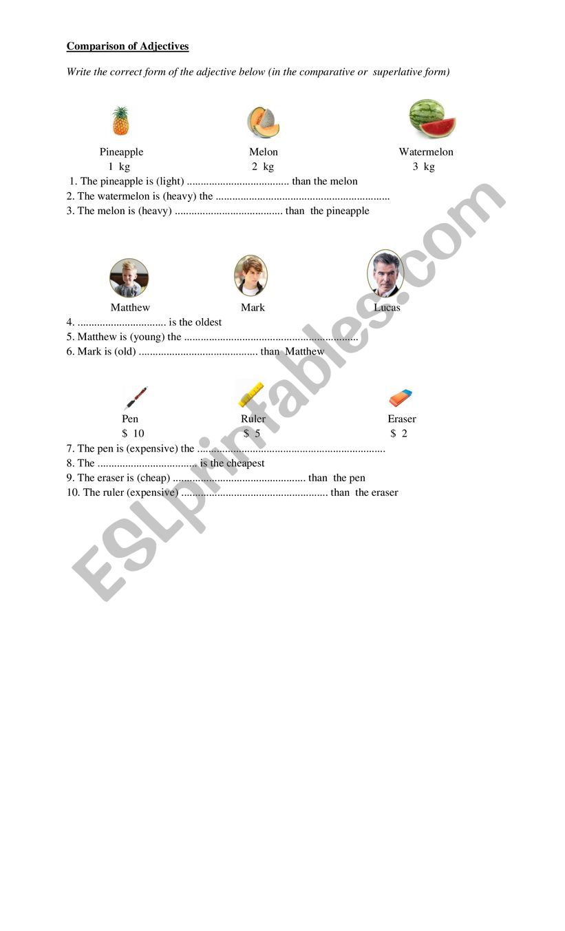 Comparison of Adjectives - Exercise