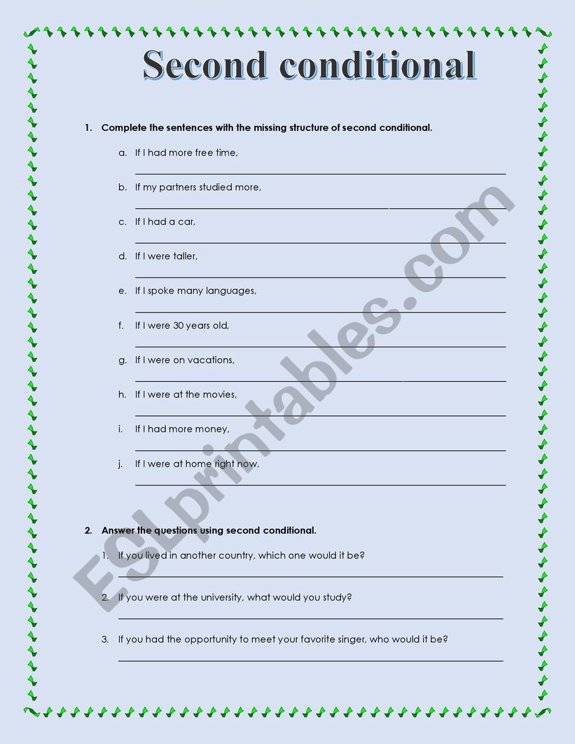 Second conditional worksheet