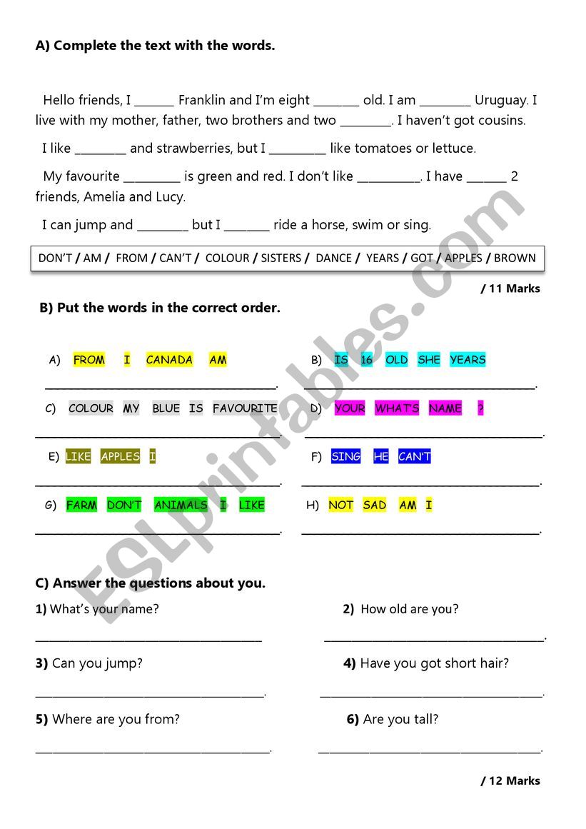 REVIEW worksheet