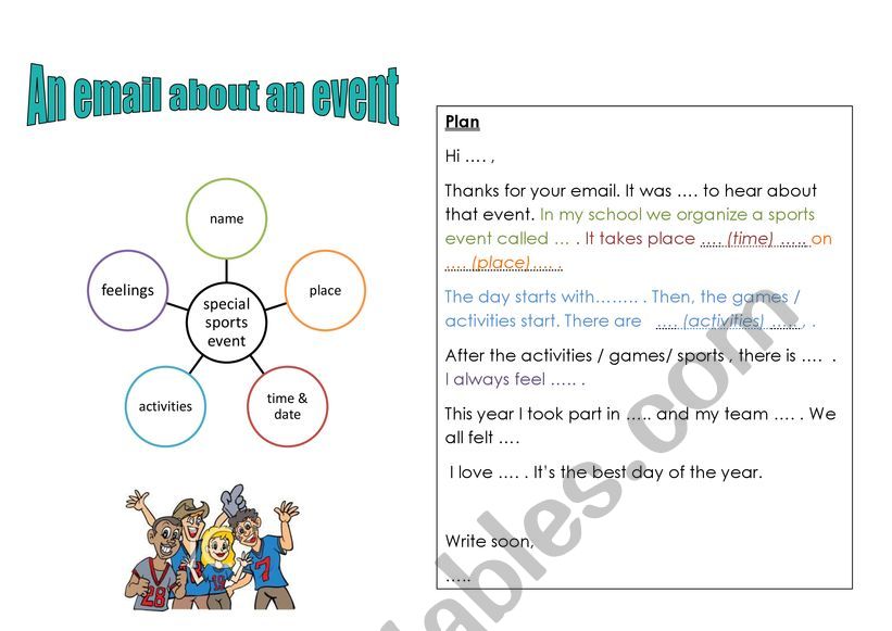 An email about an event  worksheet