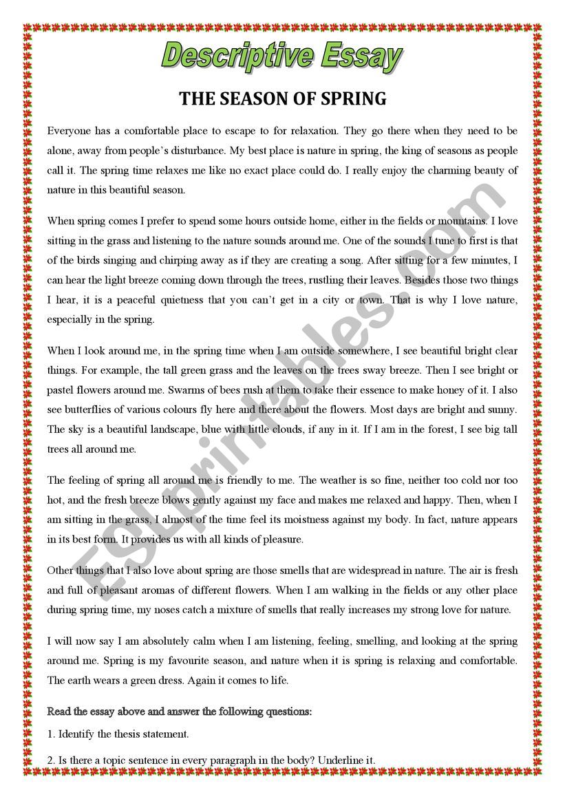 descriptive essay about nature example