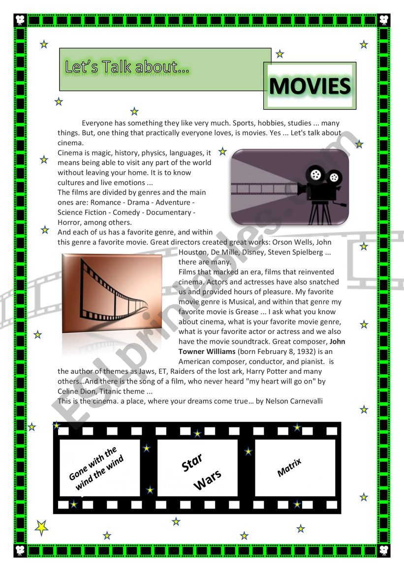 Movies activity worksheet