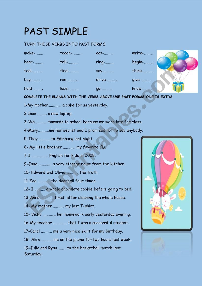 PAST SIMPLE- IRREGULAR VERBS worksheet