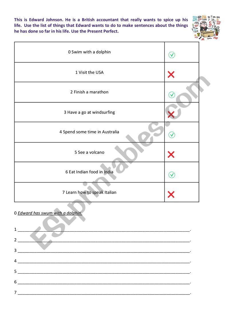 Present Perfect worksheet